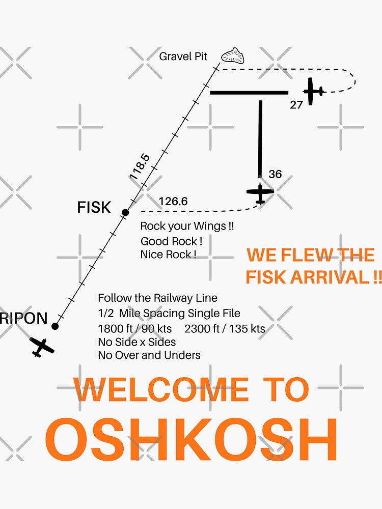 "Fisk arrival. to Oshkosh" Sticker by VFRZone Redbubble