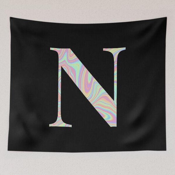 Item preview, Letter N Holographic Liquid Marble Effect Rainbow Alphabet designed and sold by Sour Soul.