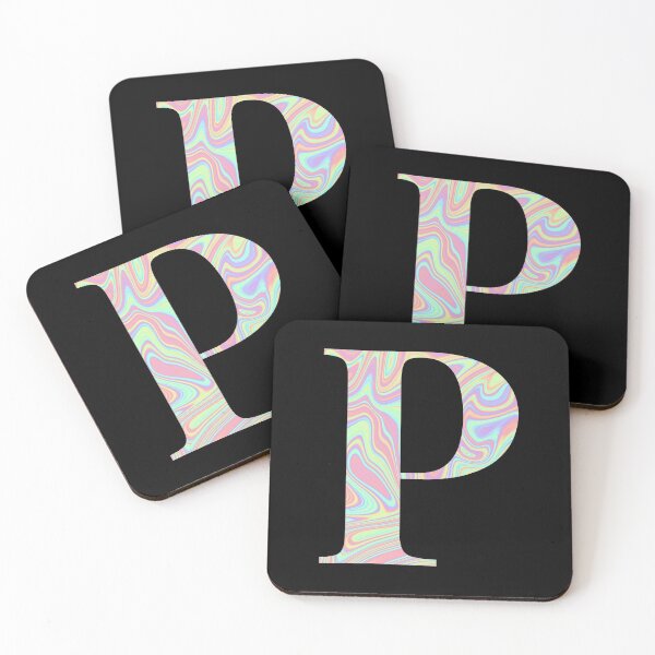 Item preview, Letter P Holographic Liquid Marble Effect Rainbow Alphabet designed and sold by Sour Soul.
