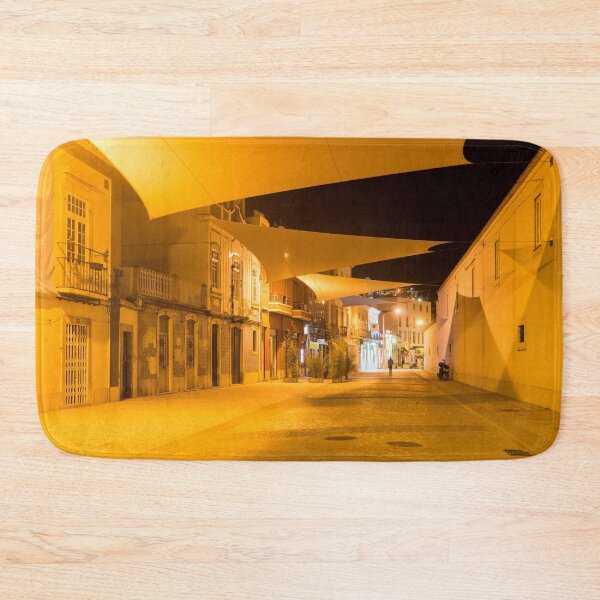 Item preview, Charming Faro Algarve Portugal - Golden Yellow Streetlights and Cool Canvas Awnings designed and sold by Georgia Mizuleva.