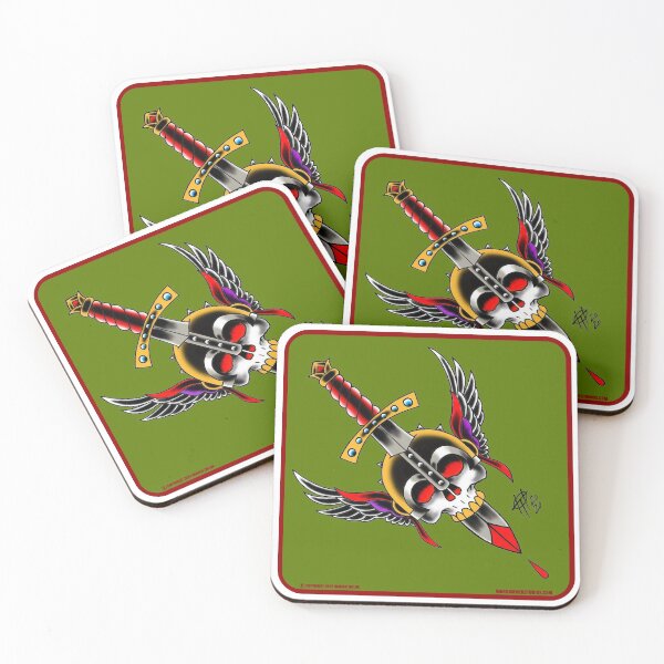 Item preview, Warrior Skull coaster designed and sold by Harold Taylor.