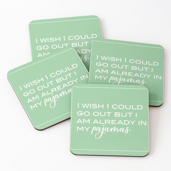 Item preview, I wish i could go out but I am already in my pajamas white quote on black background, lazy design designed and sold by Aura-E.