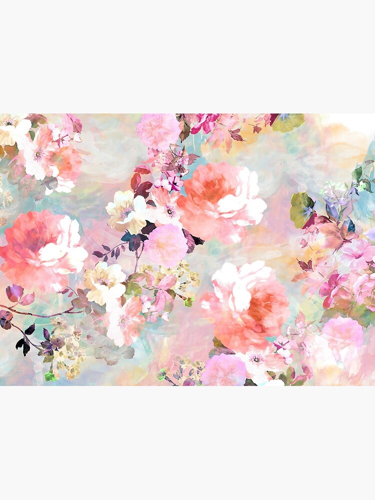 Romantic Pink Teal Watercolor Chic Floral Pattern by GirlyTrend