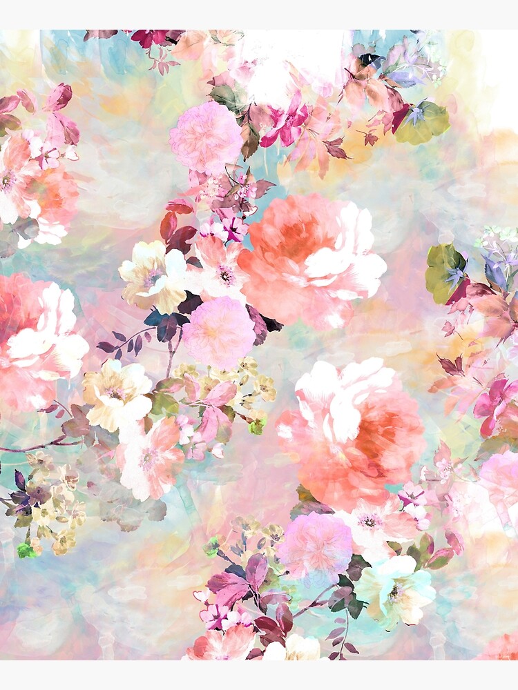 Romantic Pink Teal Watercolor Chic Floral Pattern by GirlyTrend