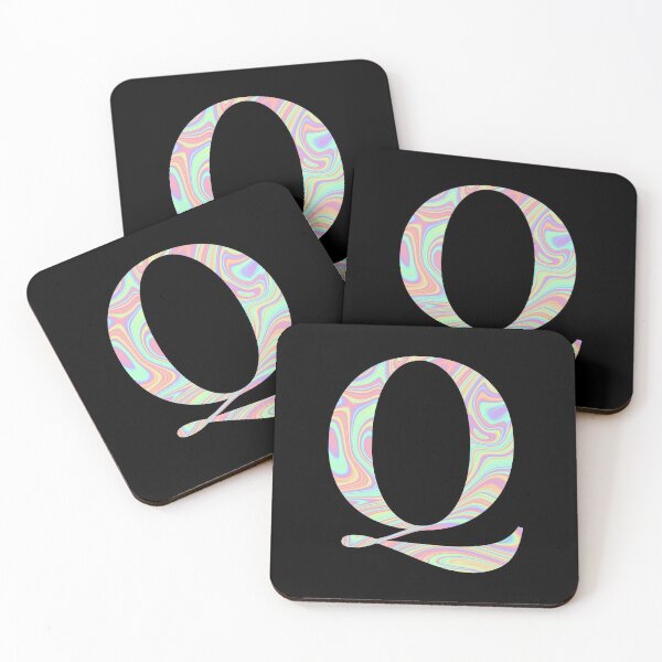 Artikelvorschau, Buchstabe Q, holografisches flüssiges Marmor-Effekt-Regenbogenalphabet entworfen und verkauft von Sour Soul.