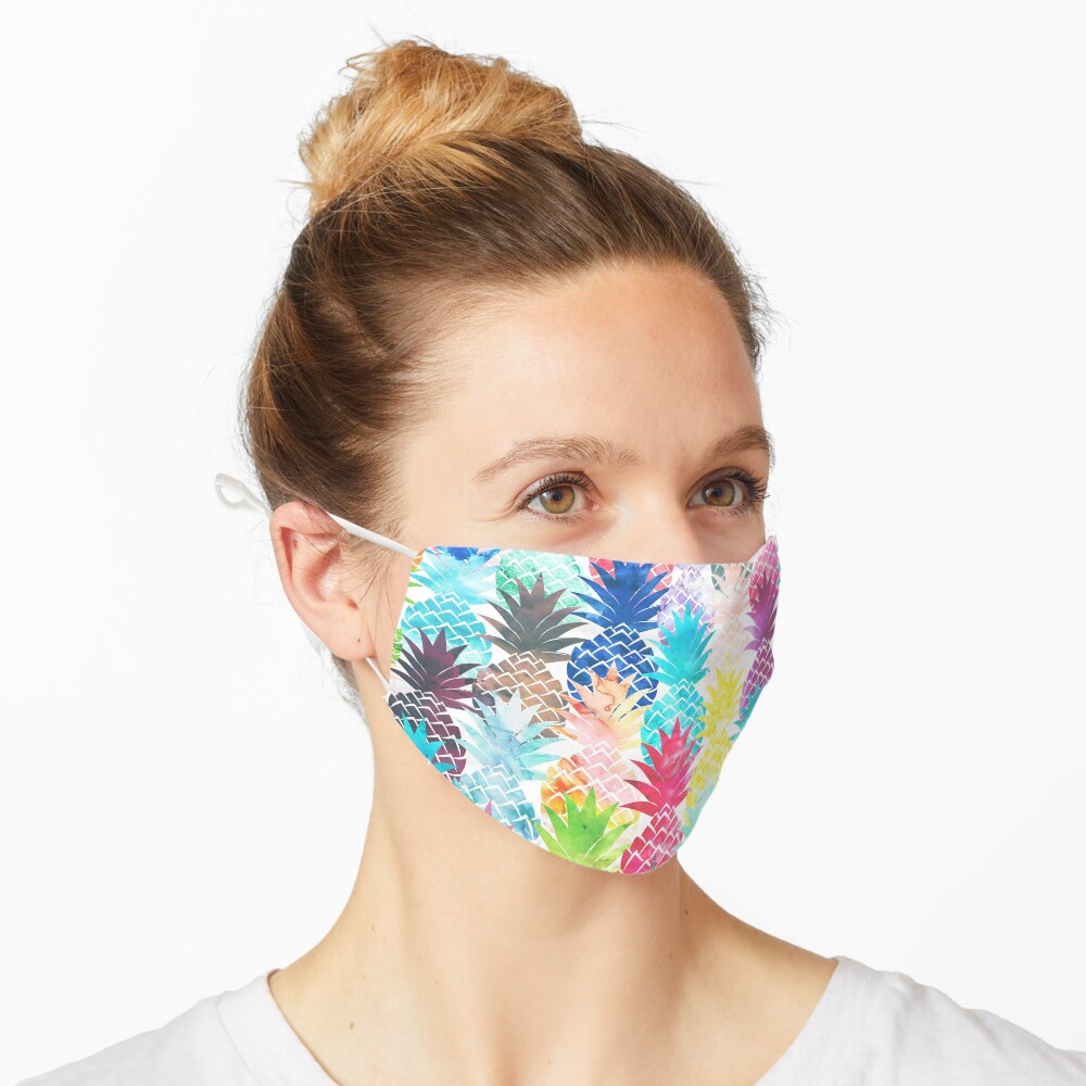 Hawaiian Pineapple Pattern Tropical Watercolor Mask