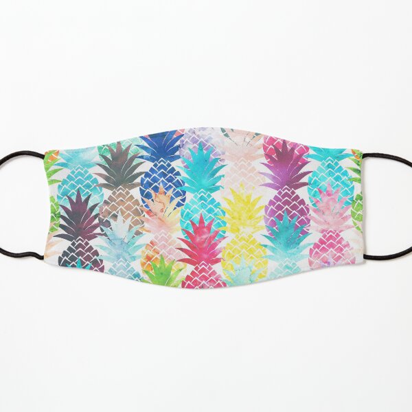 Hawaiian Pineapple Pattern Tropical Watercolor Kids Mask