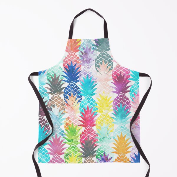 Hawaiian Pineapple Pattern Tropical Watercolor Apron