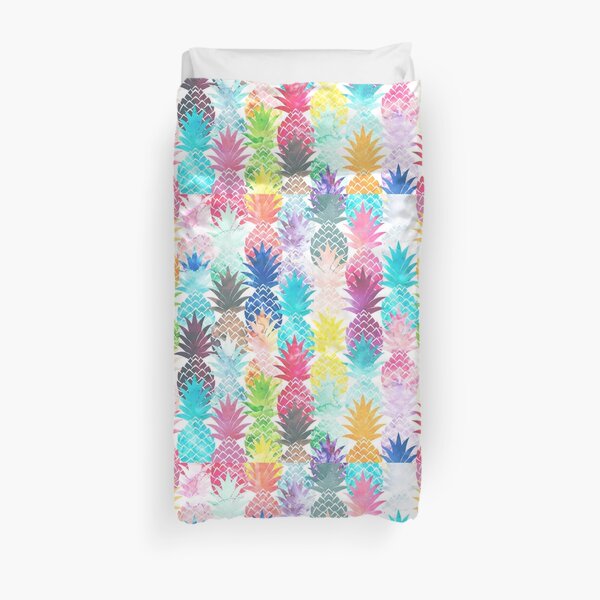 Hawaiian Pineapple Pattern Tropical Watercolor Duvet Cover