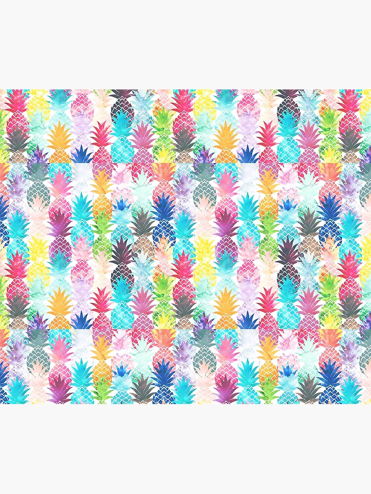 Thumbnail 2 of 2, Duvet Cover, Hawaiian Pineapple Pattern Tropical Watercolor designed and sold by GirlyTrend.