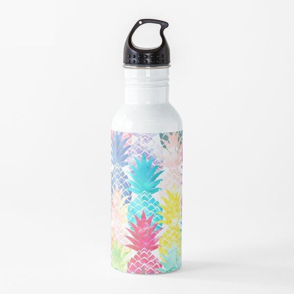 Hawaiian Pineapple Pattern Tropical Watercolor Water Bottle