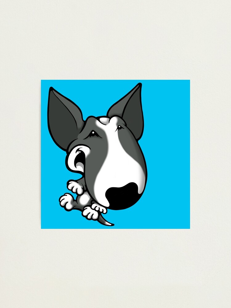 Fun Bull Terrier Cartoon Grey White Photographic Print By Sookiesooker Redbubble