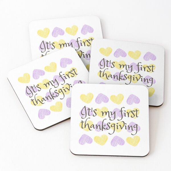 Item preview, It's my first thanksgiving with cute yellow and purple hearts designed and sold by lMonsterPlanetl.