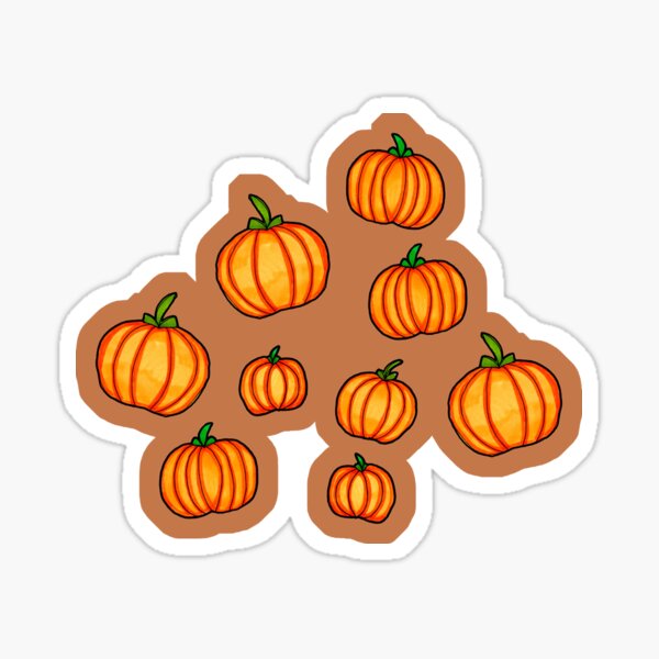Pumpkin Autumn Pattern on Orange Sticker