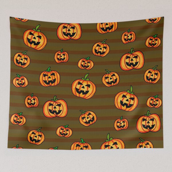 Item preview, Jack o Lanterns Halloween Pumpkin Stripy Pattern designed and sold by Harriet Linton.