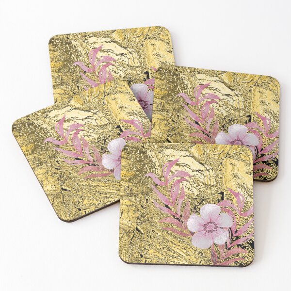 Item preview, Pink flower in melted gold designed and sold by ankka.