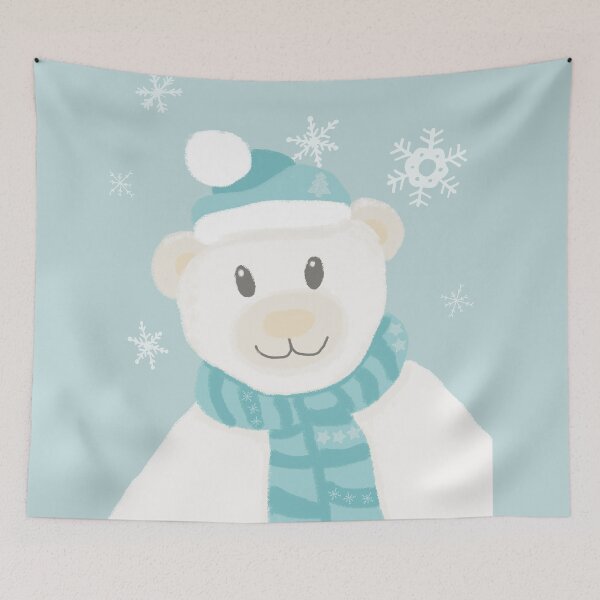 Item preview, Christmas bear with scarf and hat is wishing you a Merry Christmas designed and sold by kittyvdheuvel.