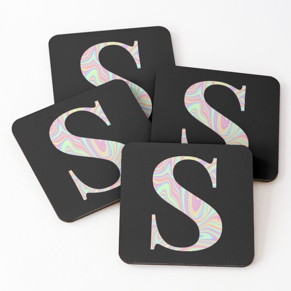 Artikelvorschau, Buchstabe S, holografischer flüssiger Marmoreffekt, Regenbogenalphabet entworfen und verkauft von Sour Soul.