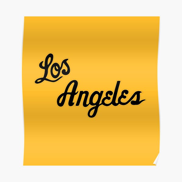 NBA Champion LA Lakers Hardwood Classics 1996-97 Throwback Script Wordmark Logo Poster