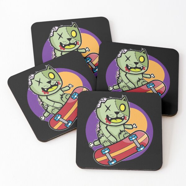 Item preview, Halloween skateboard skater zombie cat skate park designed and sold by desislogn.