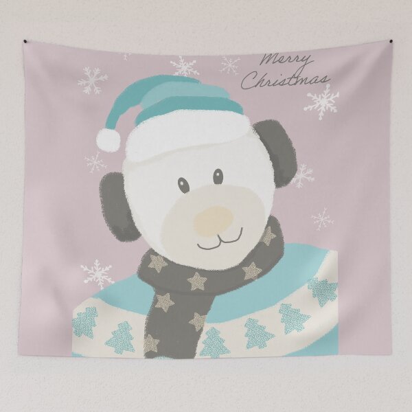 Item preview, Christmas teddy bear with scarf, hat, ear muffs and knitted sweater designed and sold by kittyvdheuvel.