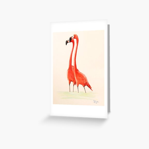 Pink Flamingo Couple Greeting Card