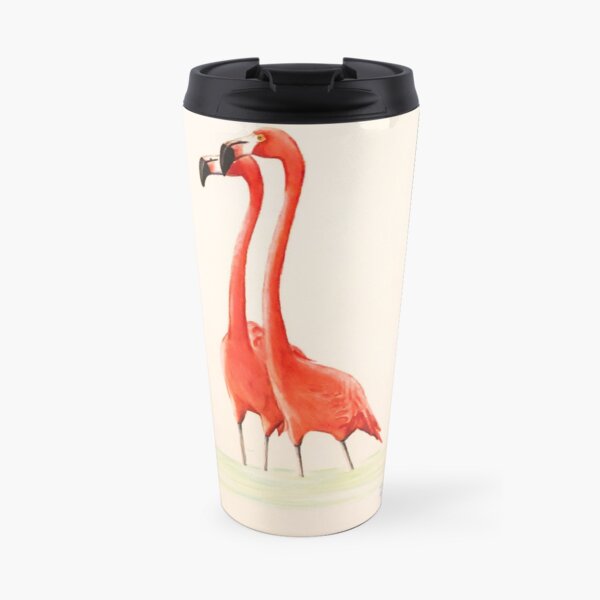 Pink Flamingo Couple Travel Mug