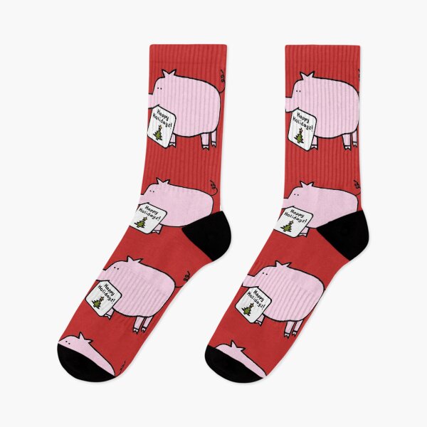 Item preview, Cute Pig says Happy Holidays at Christmas designed and sold by ellenhenry.