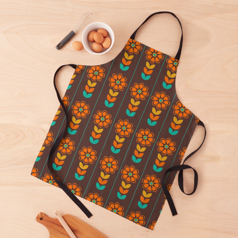 Retro 70's Flowers / Vintage 1970s Floral Seventies Apron