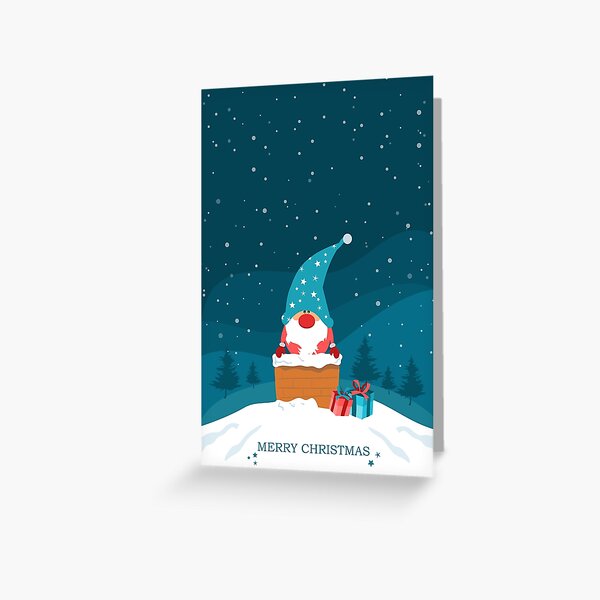 Christmas Santa Snowy Landscape Greeting Card