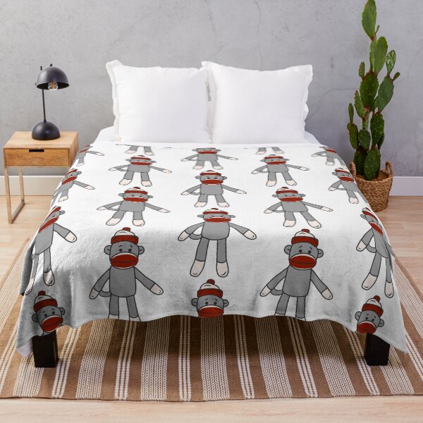 Red Sock Monkey Print Blanket Soft Fleece Throw Blanket Red Sock Monkey Blanket 