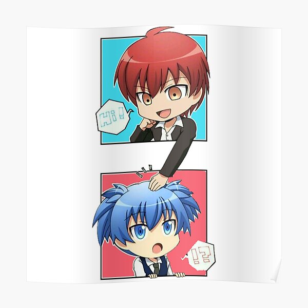 karma x nagisa x kayano assassination classroom poster by shindouart redbubble redbubble