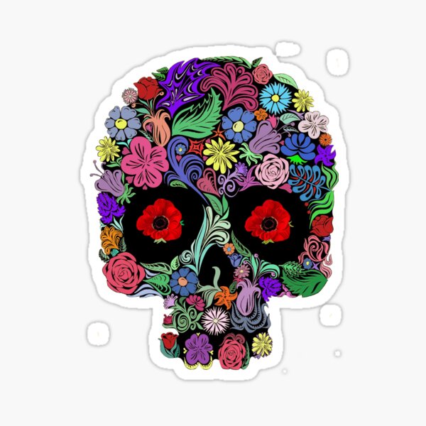 Item preview, Floral Skull with Poppy Eyes designed and sold by mlswig.