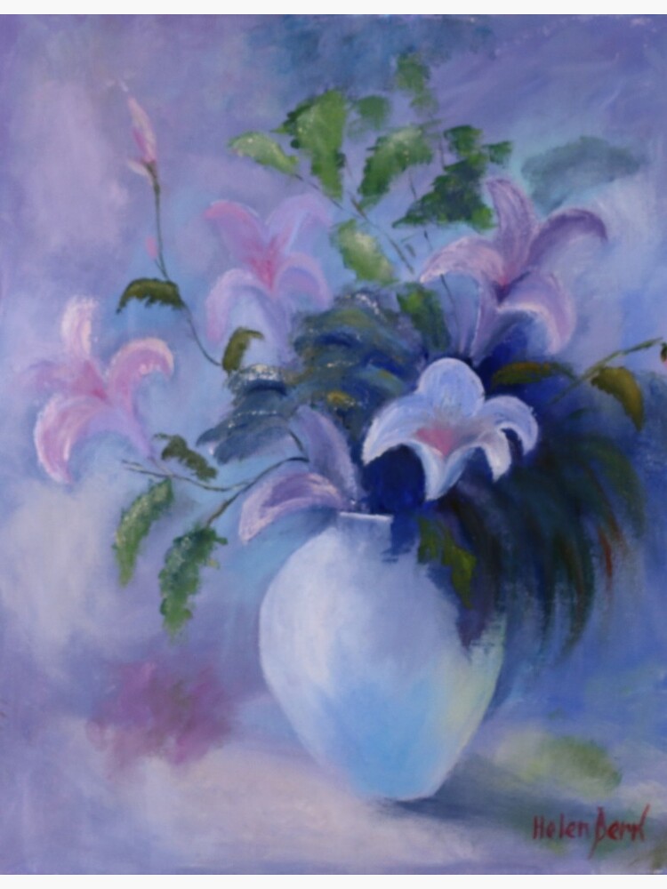 "Oil Painting Home Décor Beautiful Bouquet of Lilies In a Vase Still