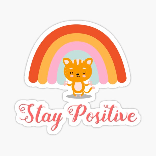 Artikel-Vorschau von Bleiben Sie positiv Katze Regenbogen mentales Wohlbefinden, designt und verkauft von Cities-of-world.