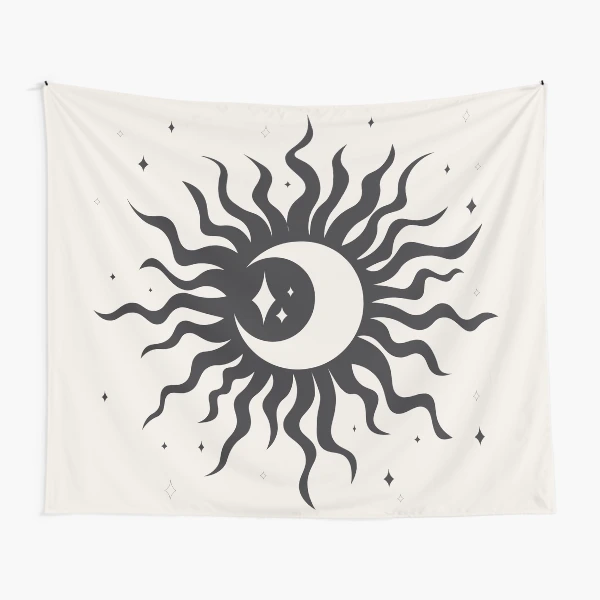 Sun tapestry black and white hot sale