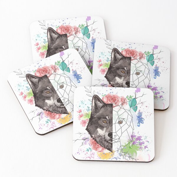 Watercolour Wolf Coasters (Set of 4)