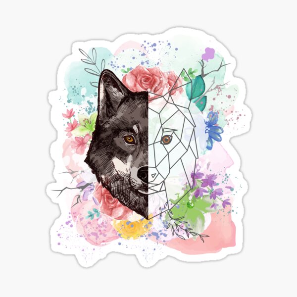 Watercolour Wolf Sticker