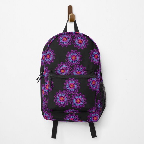 Item preview, Triple Mandala Bib Flower Purple and Teal multiple pattern designed and sold by Graykat.