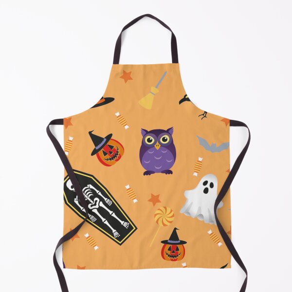 Item preview, Halloween Pattern with ghost, hat , Human skeleton , owl, bat , candy, pumpkin ,Crows illustrations designed and sold by MerchSpot.