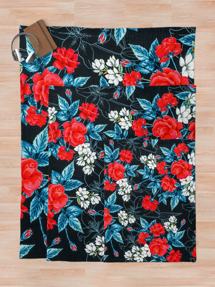 Thumbnail 5 of 6, Throw Blanket, Red Roses Pattern designed and sold by Unique-Tees.