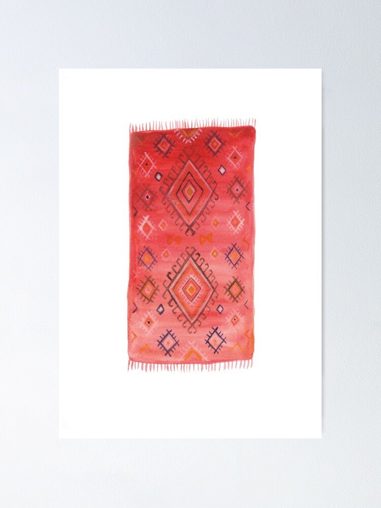 Thumbnail 1 von 3, Poster, Red moroccan Rug designt und verkauft von CarolinBentbib.