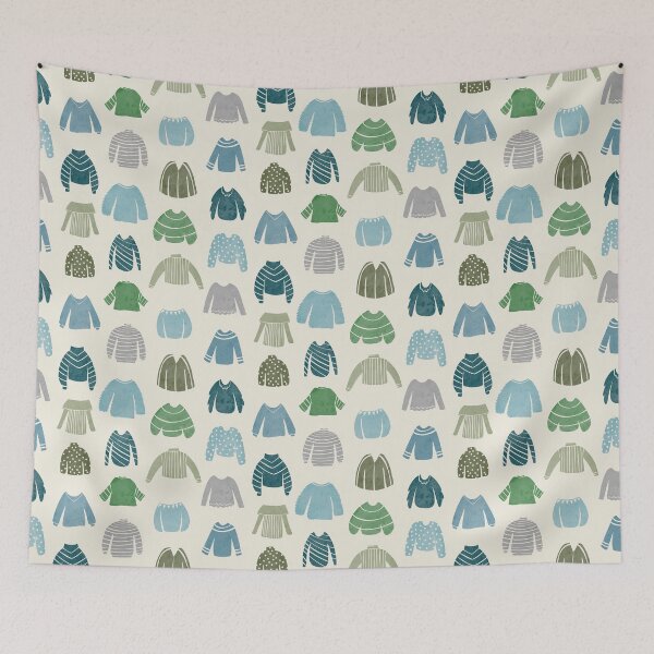 Item preview, Sweater weather! Cute pattern for fall and winter - blue green light designed and sold by PawlickinDog.