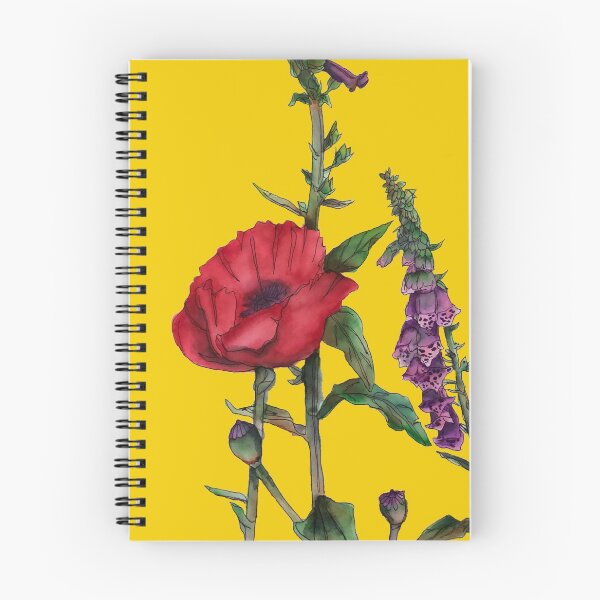 Item preview, Yellow poppy and foxglove watercolour design designed and sold by HollyPopsDesign.