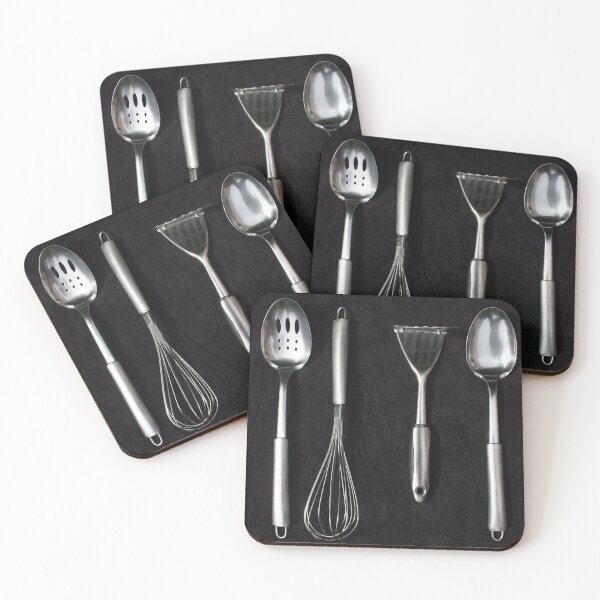 Item preview, Kitchen Utensils on Black Background designed and sold by rbguy1960.