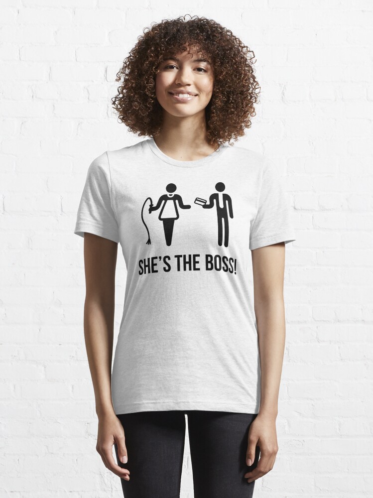 Shes The Boss Wife And Husband Black T Shirt By Mrfaulbaum Redbubble 
