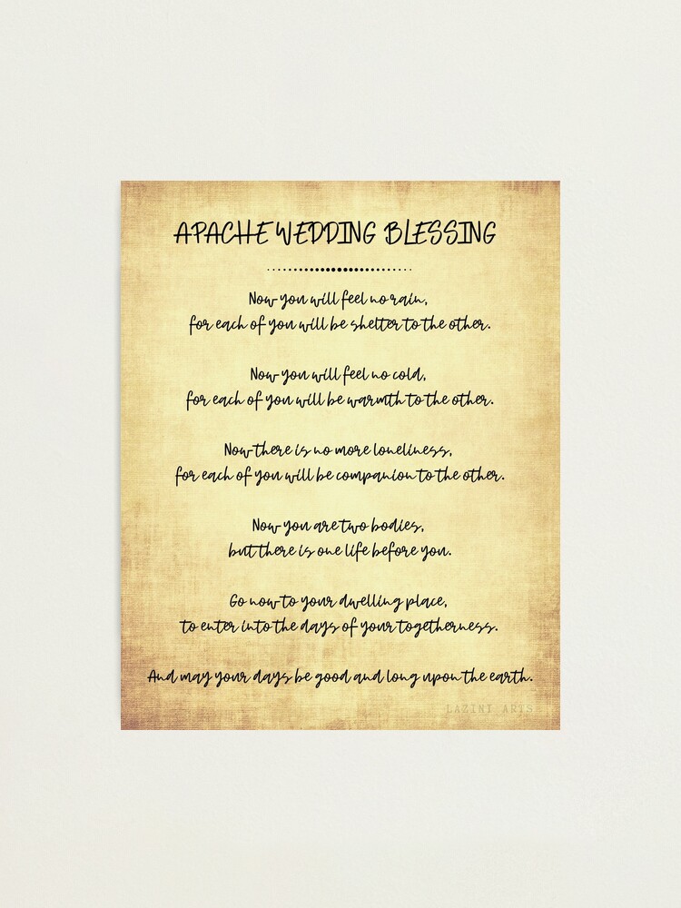 Impression photo « Bénédiction de mariage Apache écrite dans le style d