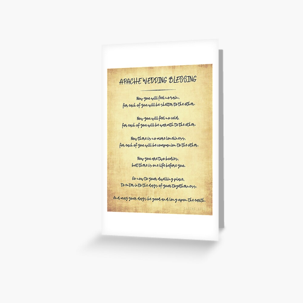 Carte de vœux « Bénédiction de mariage Apache écrite dans le style d