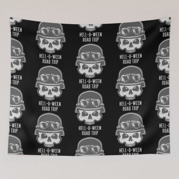 Item preview, Hell - o - ween road trip. Halloween bikie (skull) designed and sold by JellyBeenzz.