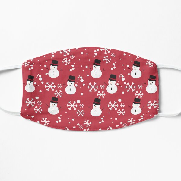 Snow Man (red background) Face Mask Flat Mask